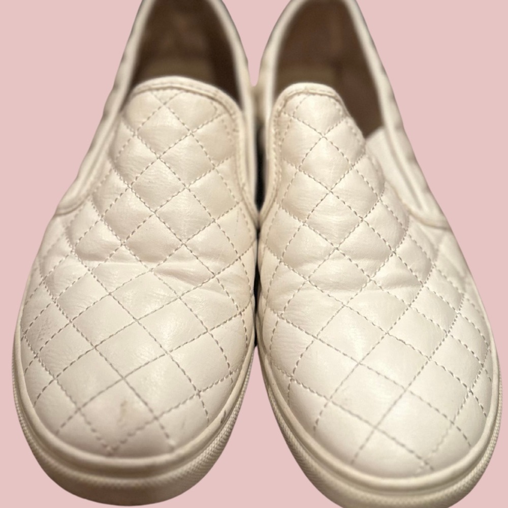 Steve Madden Quilted Cream Slip-On Sneakers